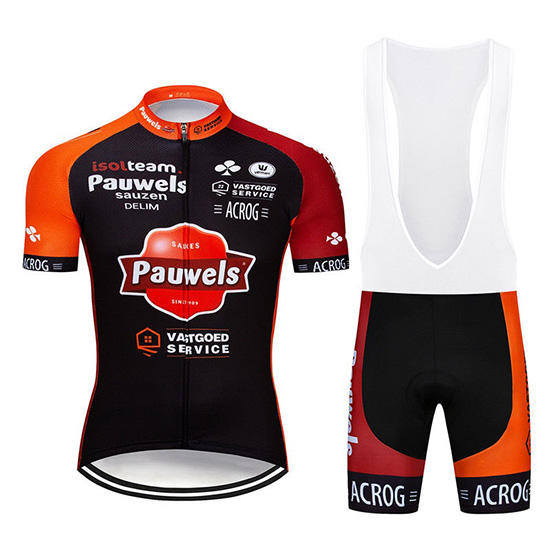 2019 Maillot Pauwels Tirantes Mangas Cortas Negro Naranja